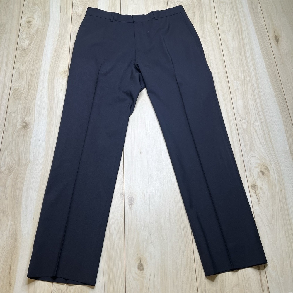 Hugo Boss Mens 2 Piece Suit Solid Navy Blue Wool Jacket Pants 38R 34 X 31 Luxury - Picture 14 of 16